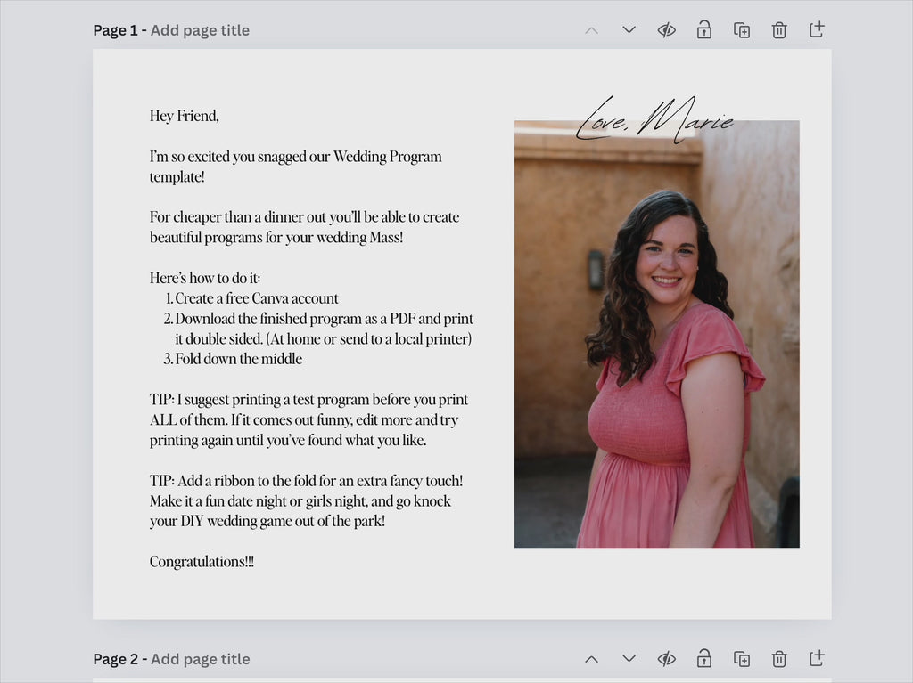 Bilingual Catholic Wedding Program Booklet