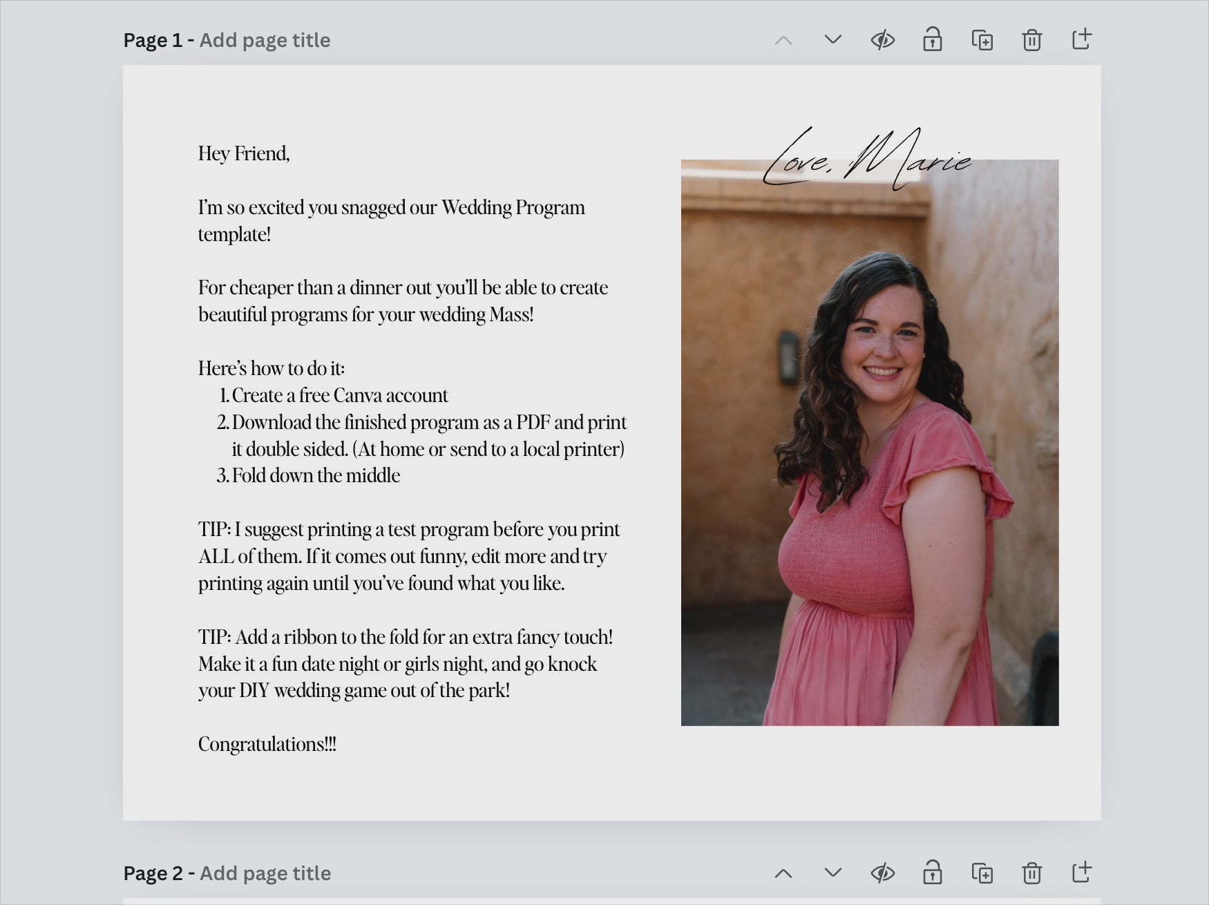 Bilingual Catholic Wedding Program Booklet